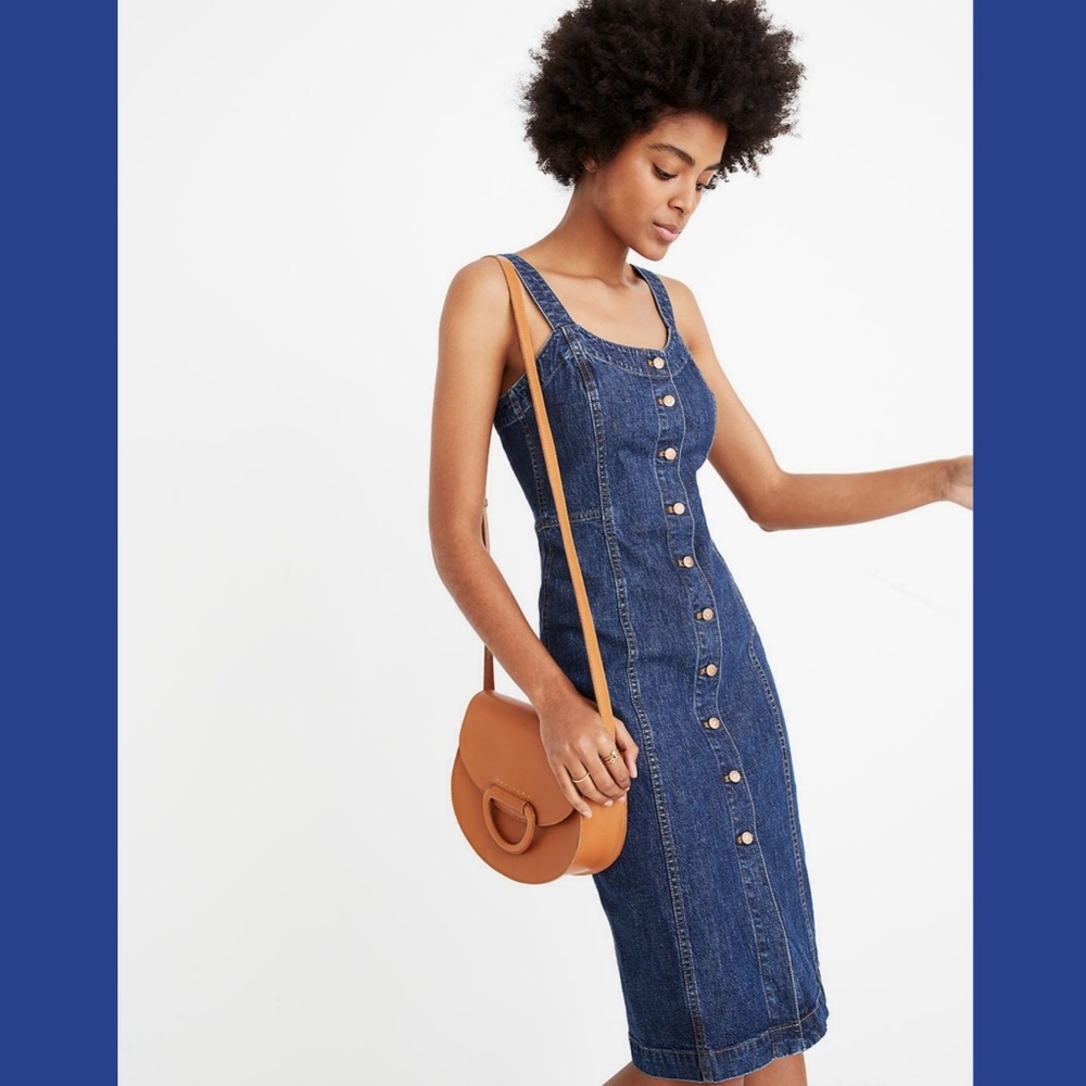 Madewell Petite Denim Button-Front Tank Dress